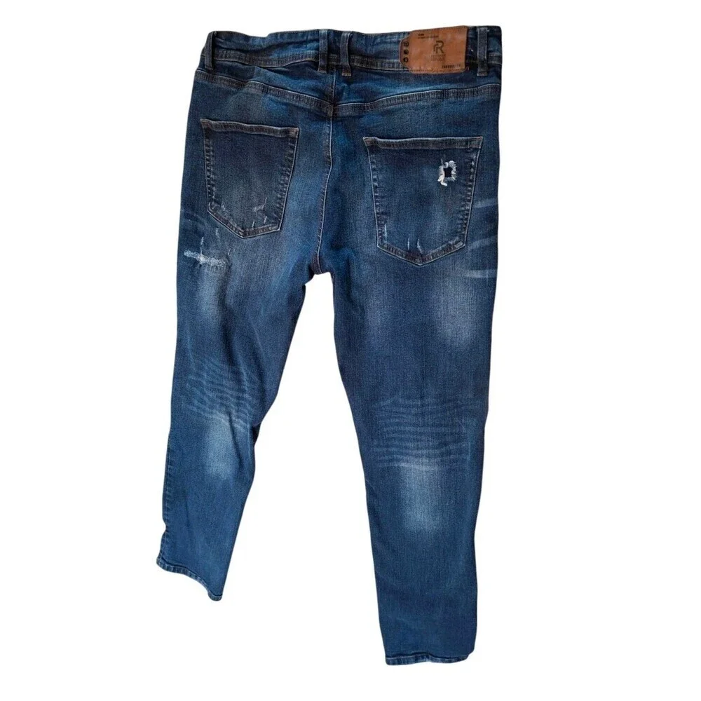 Refinery Republic Mens Jeans Blue Distressed Size 34x30 Denim Pants‎
